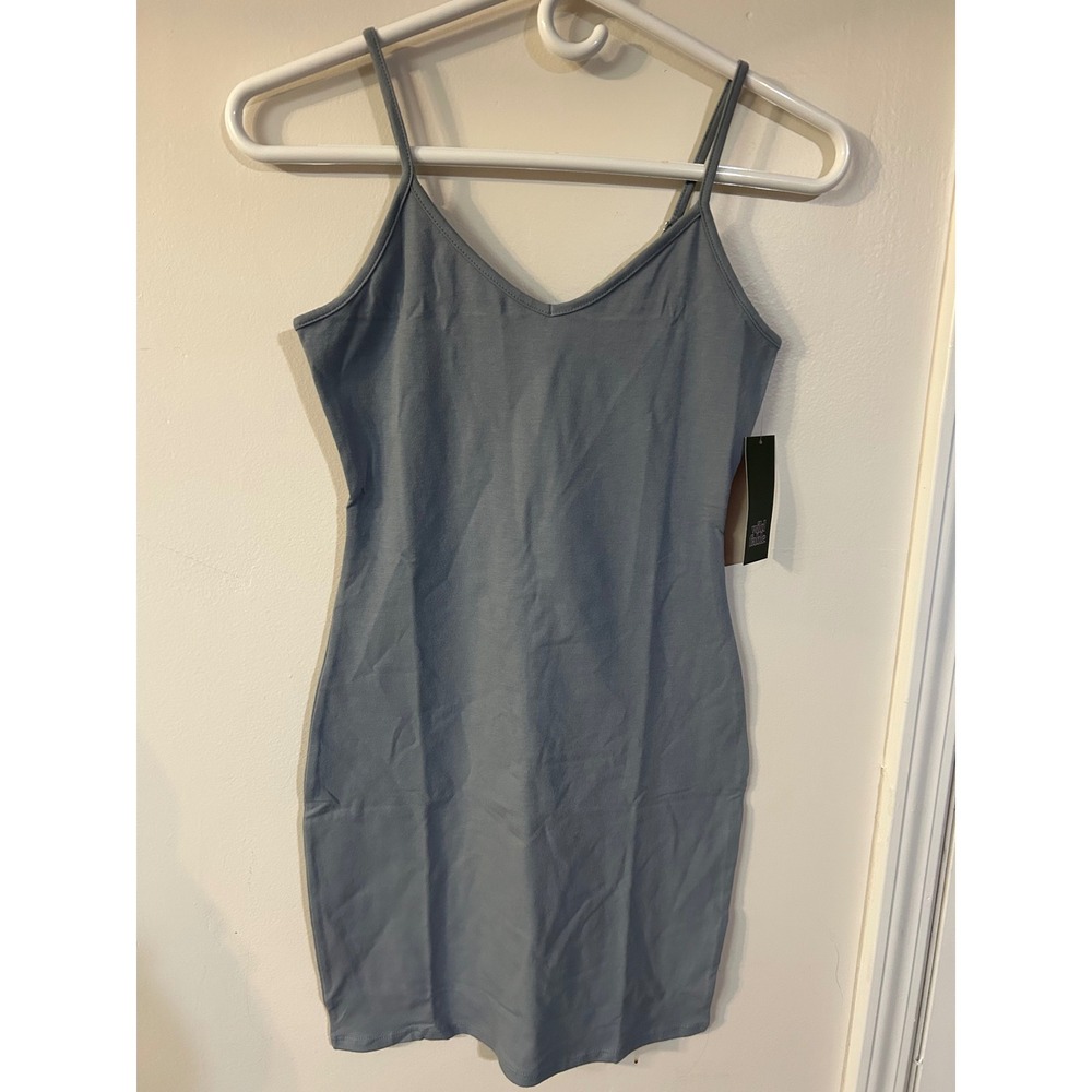 Wild Fable Strappy V-Neck‎ Bodycon Knit Dress Slate Blue Small NWT